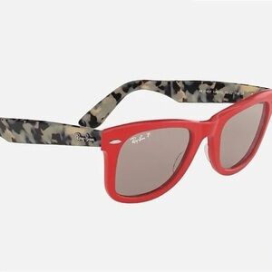 Ray-Ban Wayfarer Polarized Rare Edition Sunglasses, Red and Leopard, like new.